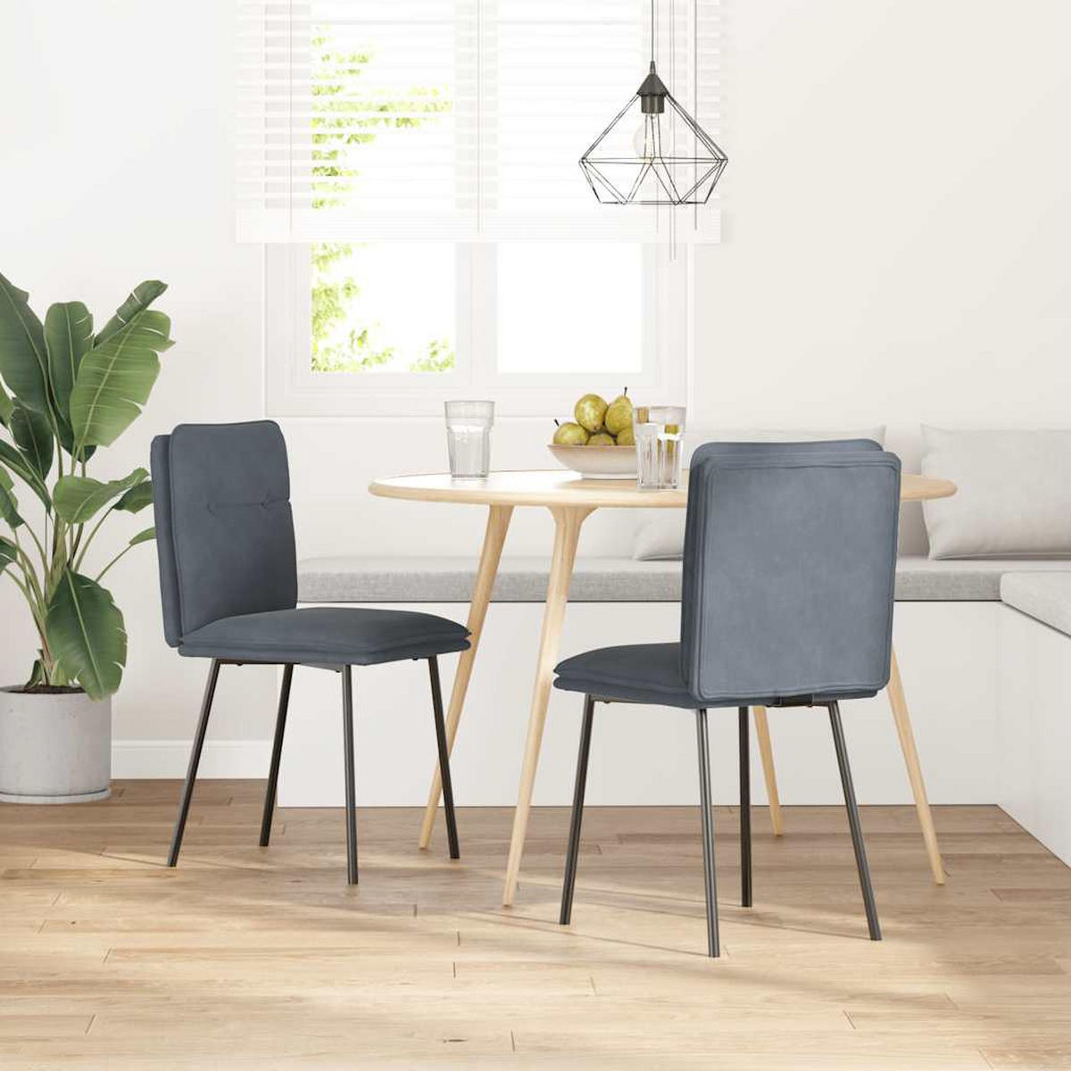 ESSZIMMERSTÜHLE 2 Stk. Dunkelgrau Samt 45*54*83cm - Grau, Metall (45/83/54cm) - ZMH