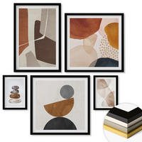 WANDBILDER 5er-Set - 50x50 cm & 20x30 cm & 40x60 cm Schwarzer Rahmen - Abstrakte Malerei Dekorationen - Schwarz, Kunststoff (40/60cm) - ArtPrintCave