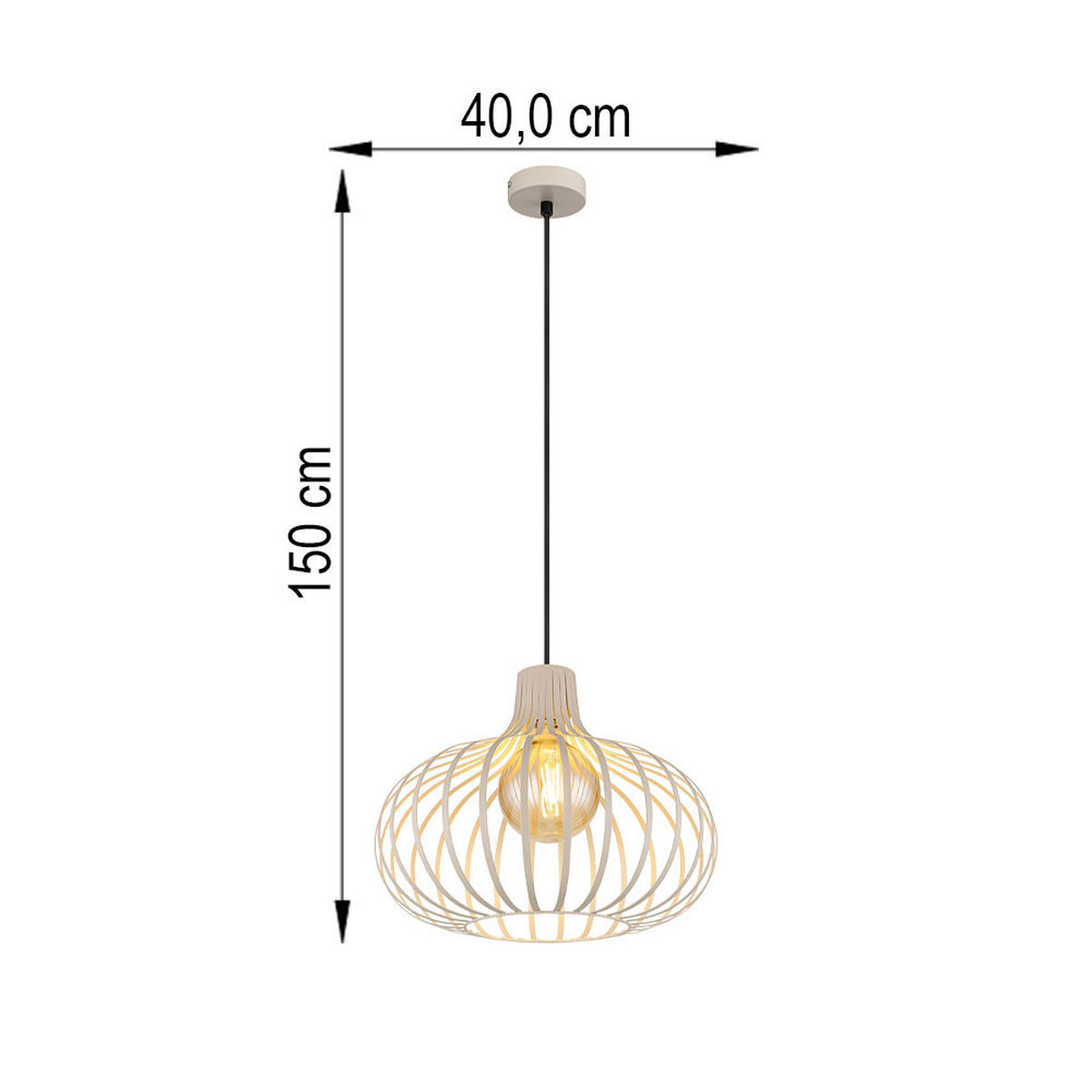 PENDELLEUCHTE MATEO Metall beige - Beige, Metall (40/40/150cm) - Globo Lighting