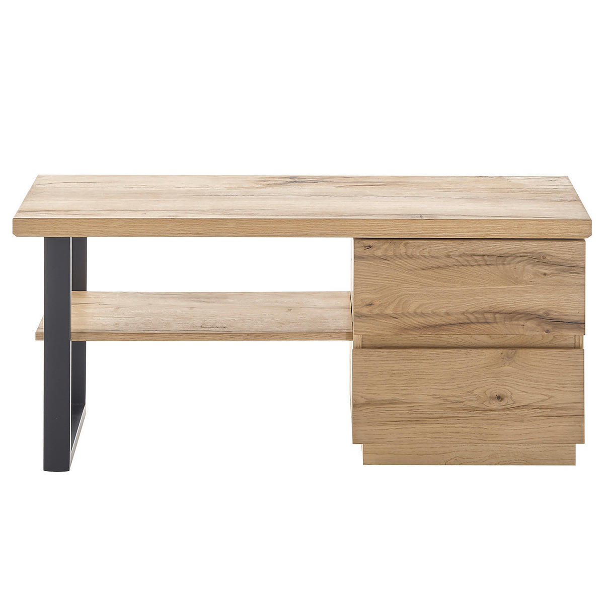 GARDEROBENBANK - Echtholzfurnier / Metall - Risseiche / Schwarz - Eichefarben, Holzwerkstoff/Metall (108/47/41cm) - home24
