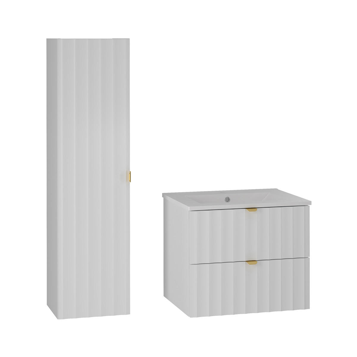 BADMÖBEL Lexa 2er-Set Weiß - Weiß, Holzwerkstoff (60/50/45.8cm) - Petits-meubles