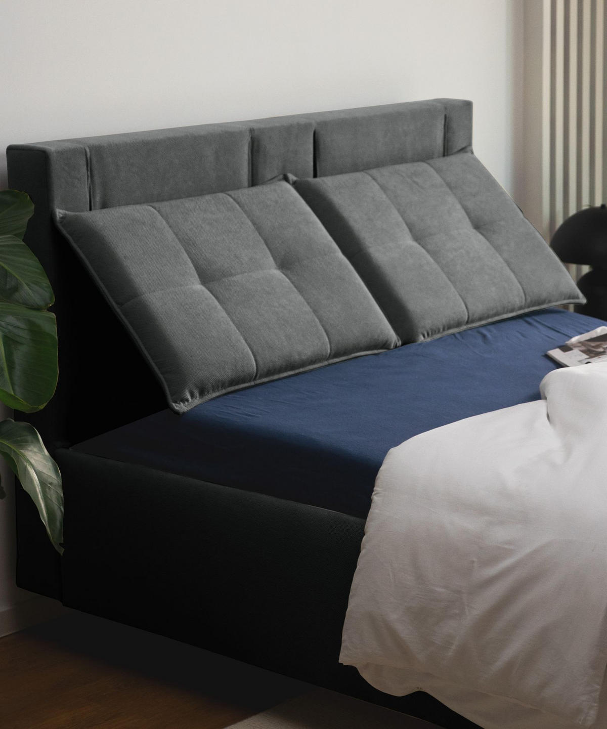 POLSTERBETT Belleo Dunkelgrau 140x200 cm - Dunkelgrau/Schwarz, Textil/Metall (140/200cm) - Selsey