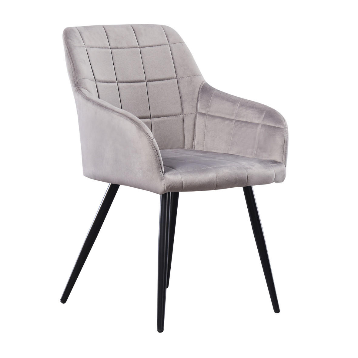 STUHL Samt Hellgrau - Hellgrau, Metall (55/82/59cm) - Life Interiors