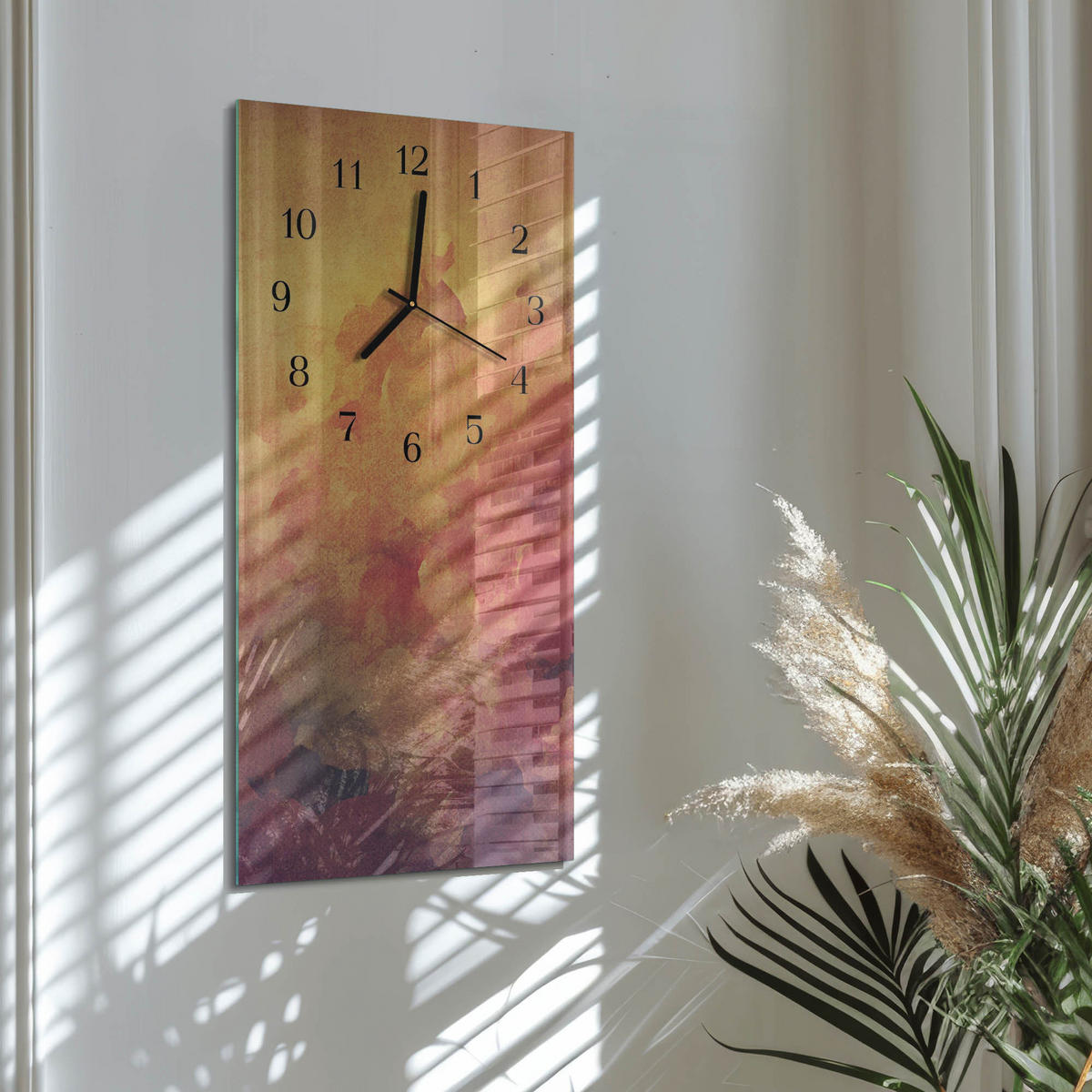 WANDUHR 60x30 cm - Abstrakte Linien - Multicolor, Glas (30/60/0.4cm) - TULUP