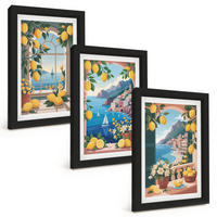 BILDER SET 3er Set - 20x30 cm Schwarzer Rahmen - Meerblick, italienische Zitronen - Schwarz, Kunststoff (20/30cm) - TULUP