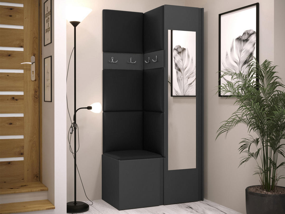 GARDEROBEN-SET Orion XXV - Graphitfarben/Schwarz, Holzwerkstoff/Kunststoff (82/186/46cm) - MIRJAN24