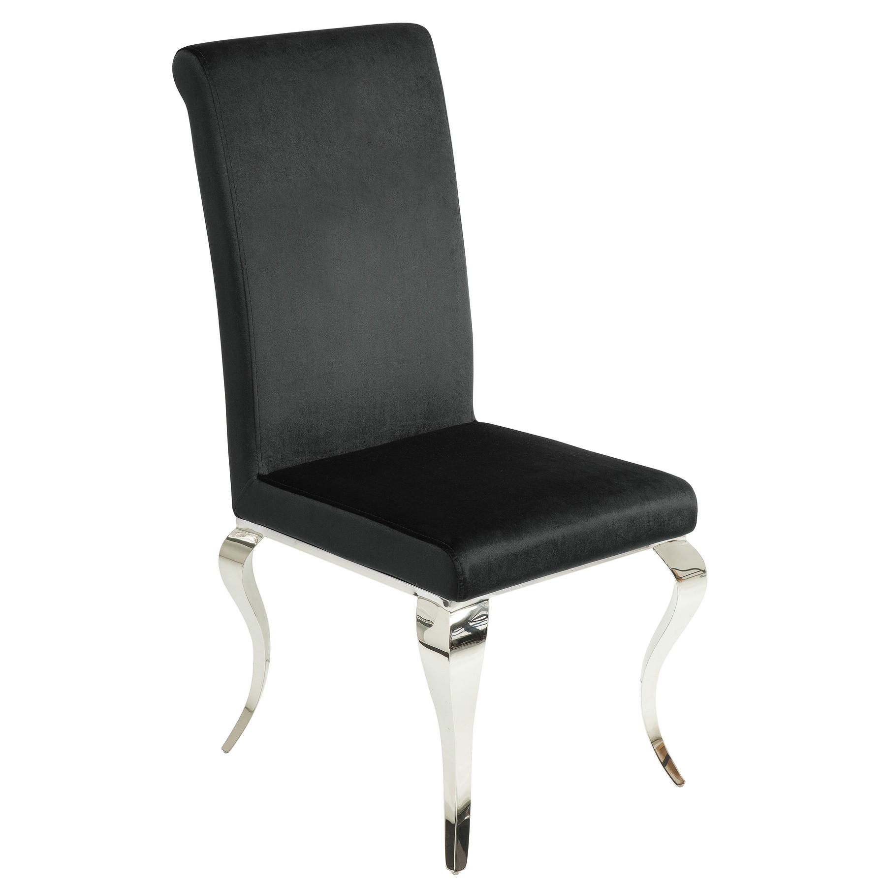 STUHL MODERN BAROCK Samt Schwarz 105 cm - Silberfarben/Schwarz, Textil/Metall (45/104/64cm) - riess-ambiente