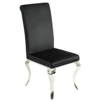 STUHL MODERN BAROCK Samt Schwarz 105 cm - Silberfarben/Schwarz, Textil/Metall (45/104/64cm) - riess-ambiente