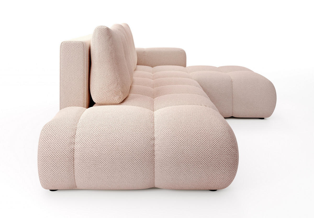 ECKSOFA L Form Hosio Hellcreme-Rosa 286/177/88 cm Rechts mit Schlaffunktion - Pink/Schwarz, Kunststoff/Textil (286/177cm) - AX Living