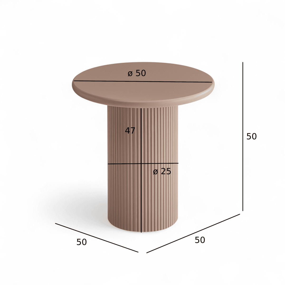 COUCHTISCH rund Mocha Mousse 50/50/50 cm - Hellbraun/Rotbraun, Holzwerkstoff (50/50/50cm) - Furnhouse