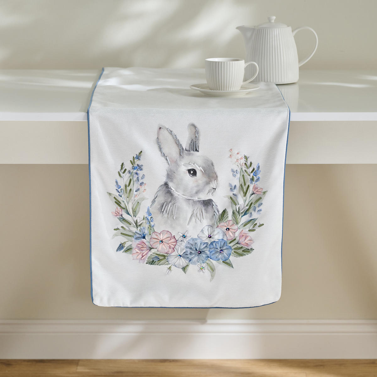 TISCHLÄUFER Pansileo - Hellblau, Textil (180/40/1cm) - home&you