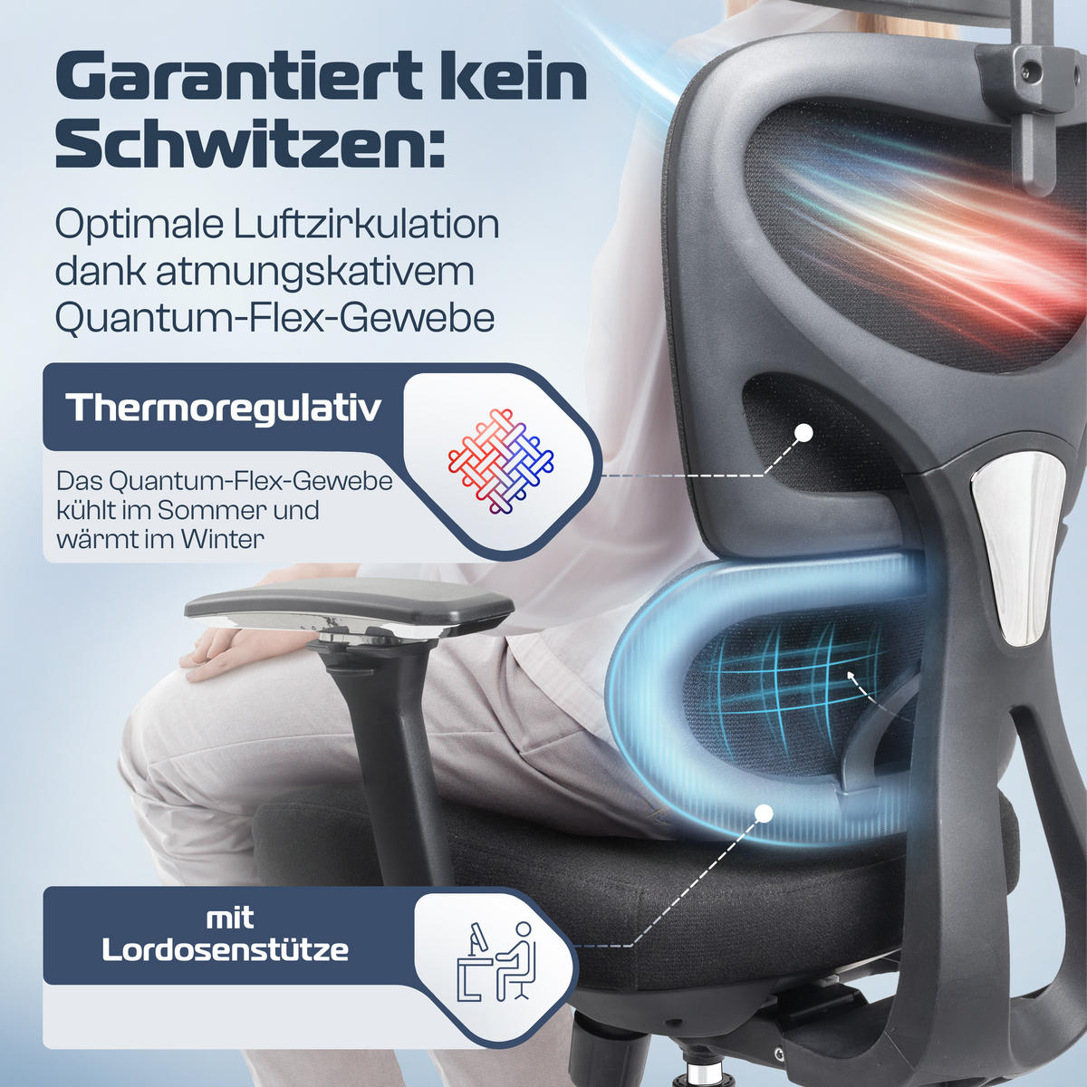 BÜROSTUHL ProSeat Anthrazit - Anthrazit/Silberfarben, Kunststoff/Textil (70/145/70cm) - Clouvou