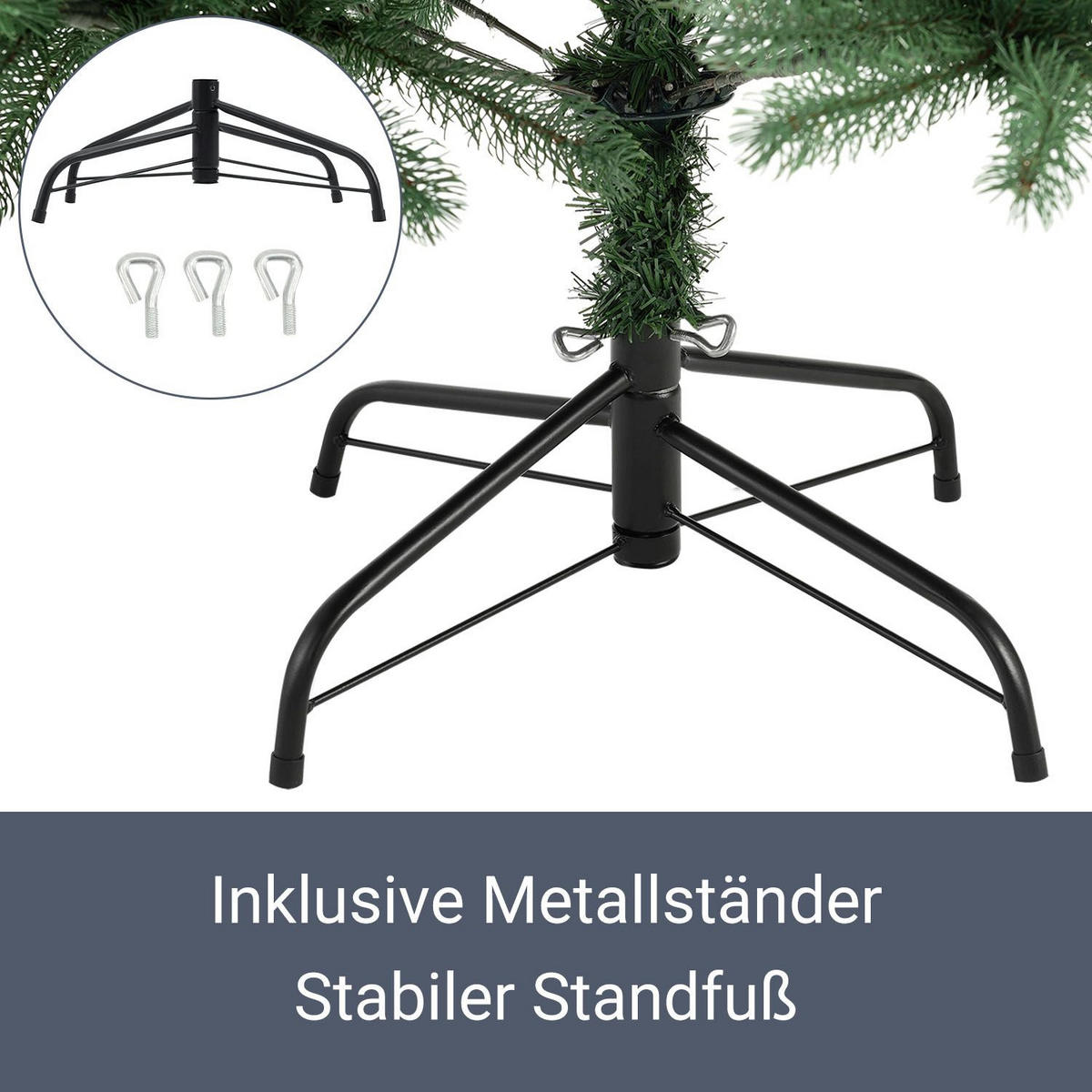 KÜNSTLICHER WEIHNACHTSBAUM Talvi 180 cm mit Metallständer - Grün, Kunststoff (180cm) - Juskys