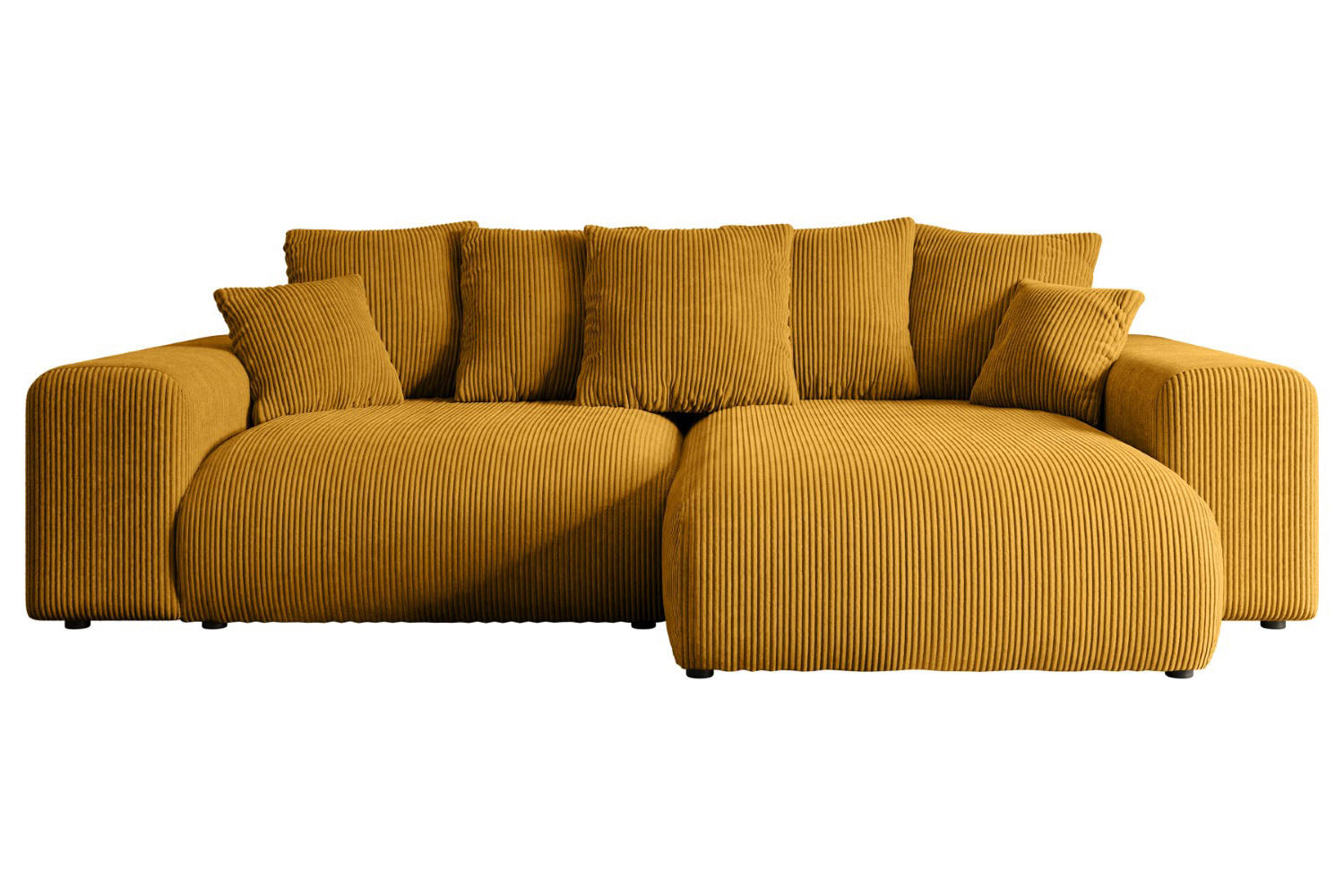 ALTDECOR ROHOVÁ SEDACÍ SOUPRAVA, otoman vpravo, ESKAR-L 266x176x72, curry žlutý manšestr