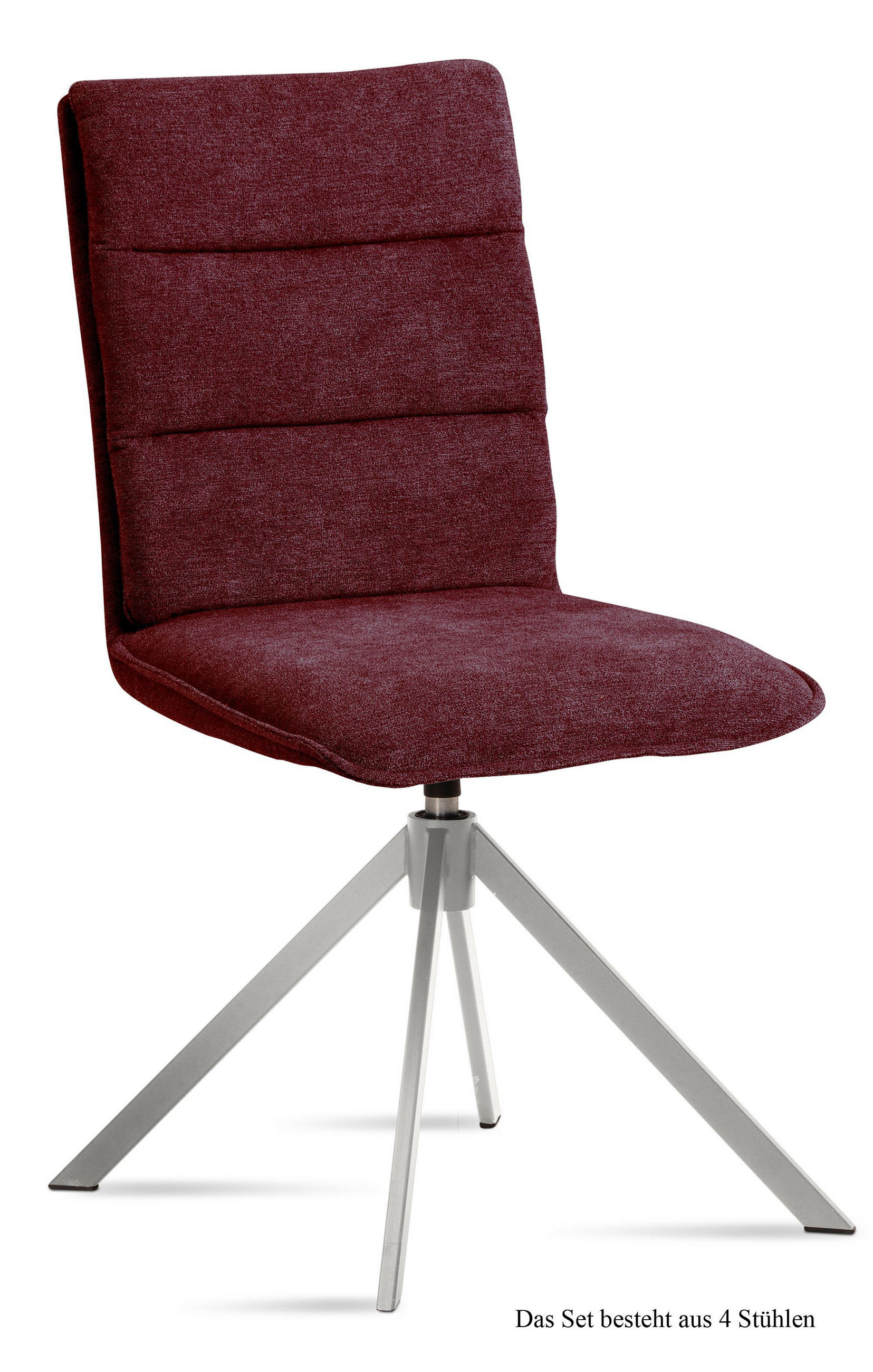 ESSZIMMERSTUHL drehbar (4er-Set) Dulcie 47x92x60 Edelstahl/Marsala - Edelstahlfarben/Brombeere, Kunststoff (60/92/47cm) - 58aufmkessel