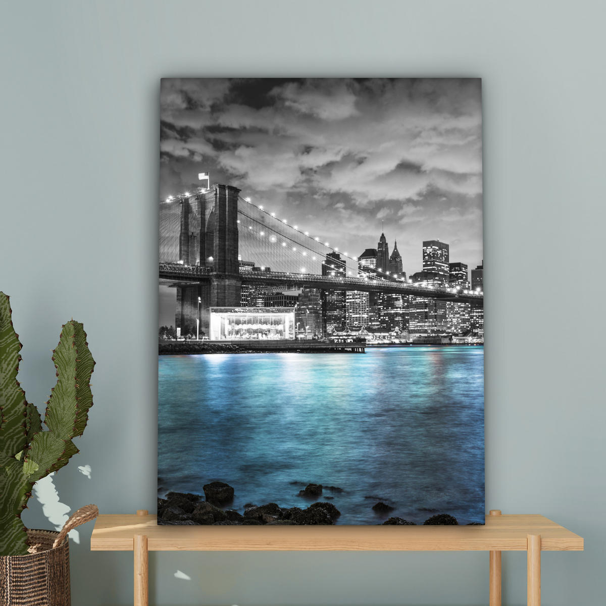 LEINWANDBILD New York - Skyline - Stadt - Blau 60x80 cm - Blaugrau, Textil (60/80cm) - MuchoWow