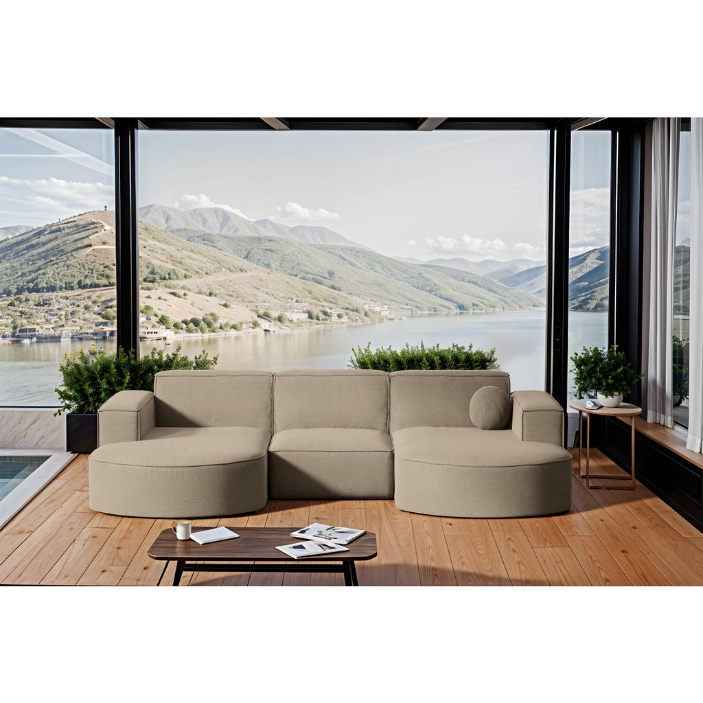 Thumbnail - Kaiser Möbel Gartenecksofa, Beige, Holz, 3-Sitzer, Füllung: Komfortschaum, L-Form,L-Form, 165x78x299 cm, Loungemöbel, Ga...