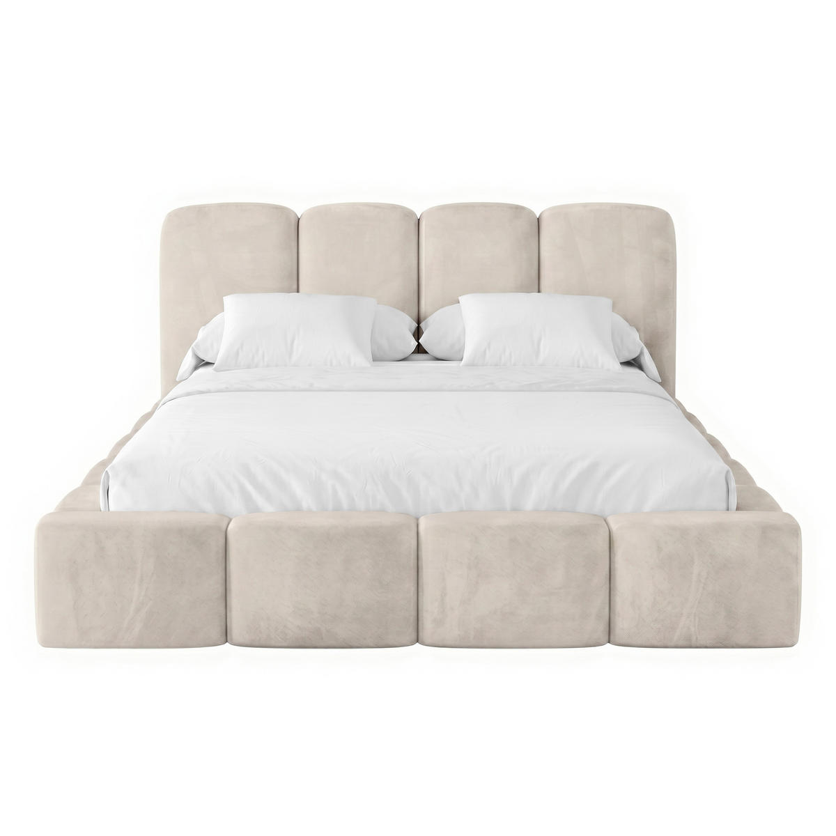 POLSTERBETT SUENO MAXI 200x200 cm in Hellgrau, gepolstertes Kopfteil, Metalllattenrost, Bettkasten, Velour-Stoff - Hellgrau/Naturfarben, Holz/Textil (200/200cm) - Muffo