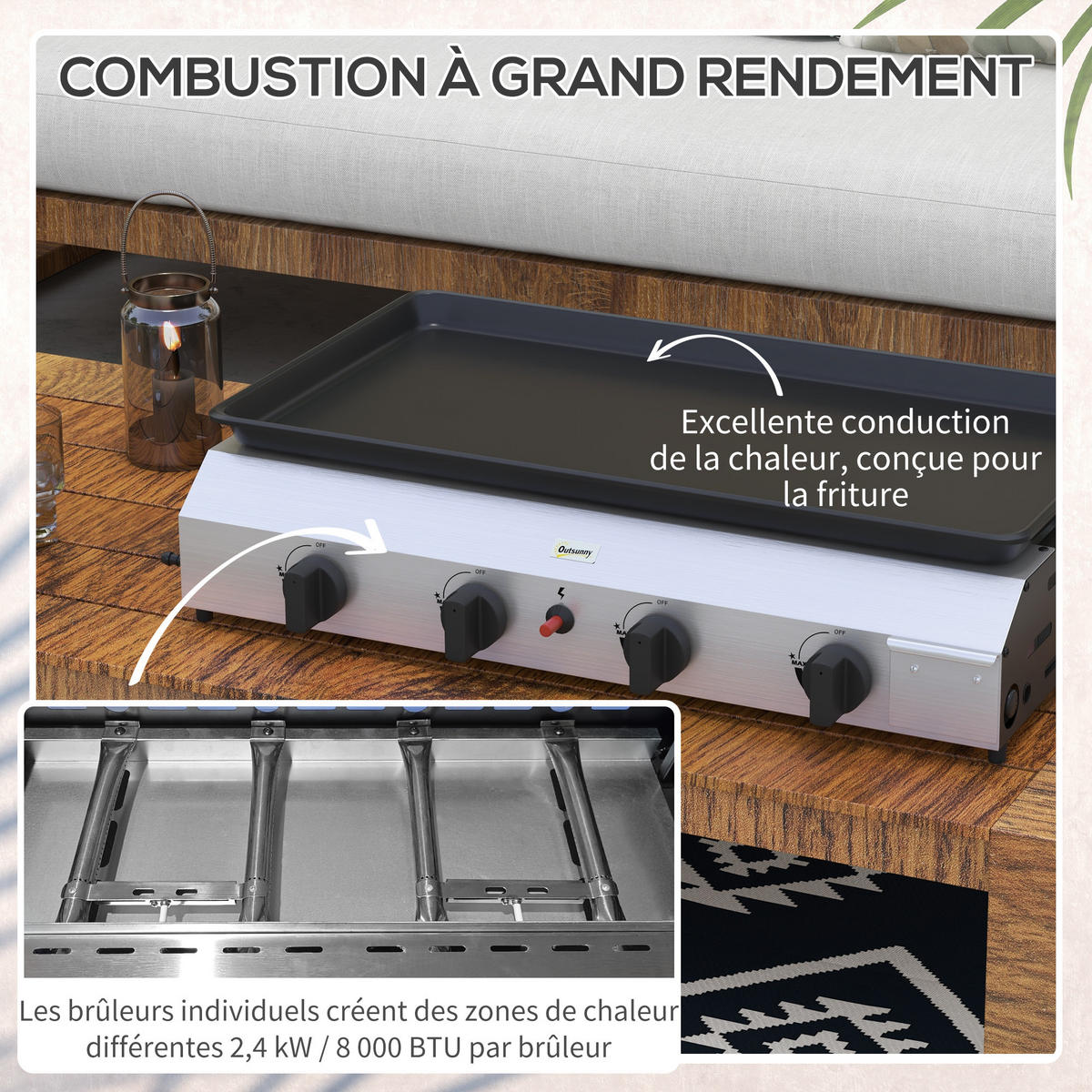 PLANCHA DE-18614 4 Brenner, 9,6 kW - Silberfarben, Metall (44.5/19/77cm) - ComfortXL