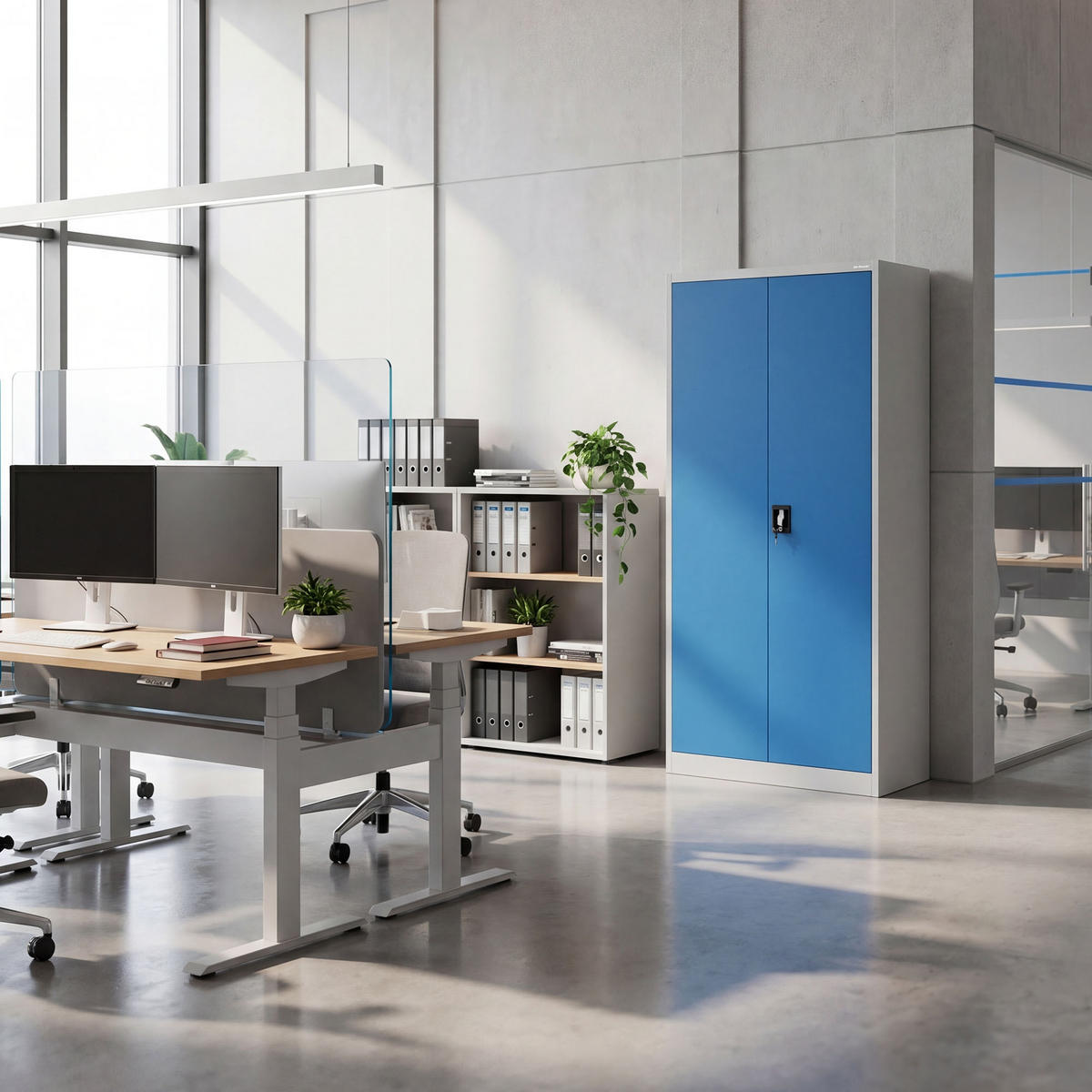 METALLSCHRANK mit Stauraum TOMASZ 185 x 90 x 45 cm - Blau/Grau, Metall (90/185/45cm) - Jan Nowak