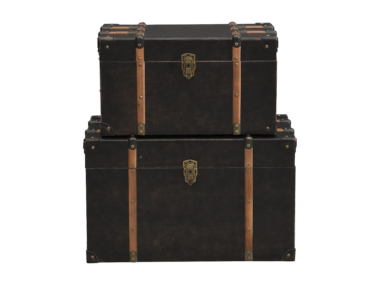 TRUHE und Kiste - 54 cm, 64 cm x 30 cm, 39 cm - holz - schokoladenbraun Mahalia - Braun, Holz (54/34/30cm) - Vente-Unique