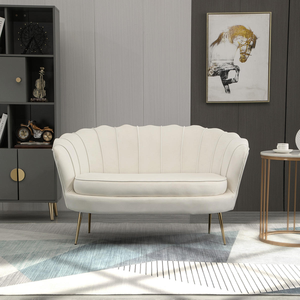 2-SITZER Sofa Creme 130.0/77.0/77.0 cm - Creme, Textil (77/77/130cm)