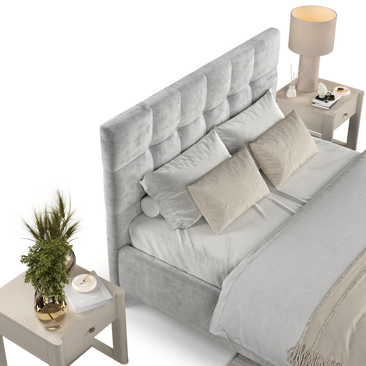 POLSTERBETT Cora 160/200 cm Hellgrau im Lotta Stoff - Hellgrau/Naturfarben, Holz/Holzwerkstoff (160/200cm) - AltaBeds