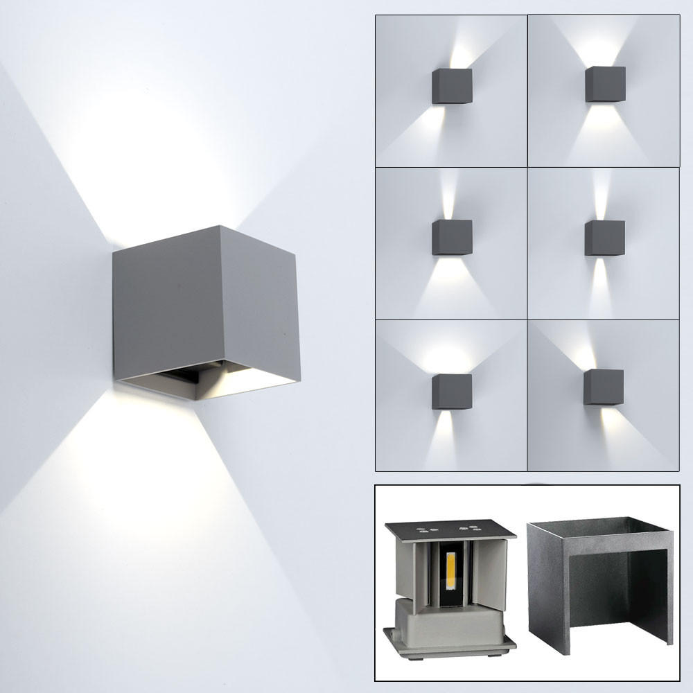 LED WANDLEUCHTE Grau Aluminium - Grau, Metall (10/10/10cm)
