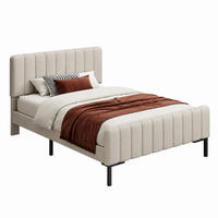 BETT mit verstellbarem Kopfteil 90x200 cm Leinen Grau-Beige - Grau, Metall (90/200cm) - Meubliv