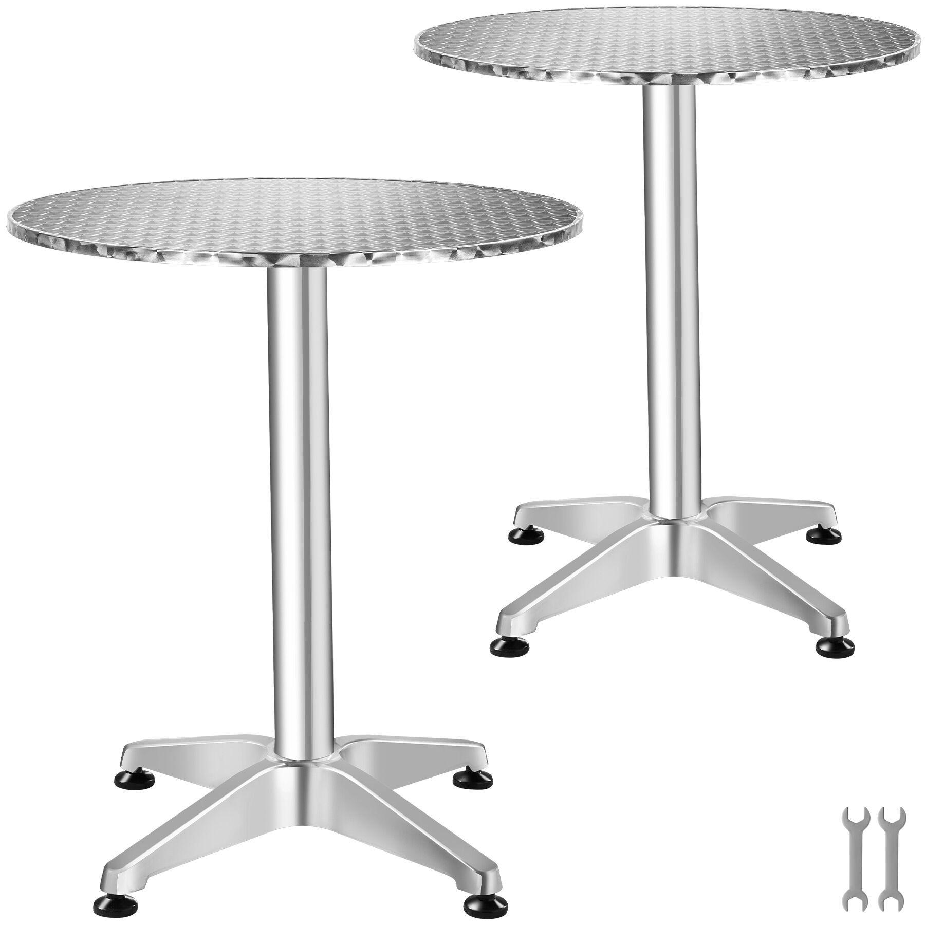 BISTROTISCH aus Aluminium Viktor, höhenverstellbare Kunststofffüße, silber - Silberfarben, Holz (67/67/115cm) - tectake