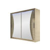 KLEIDERSCHRANK London V, mit RGB LED Beleuchtung - Silberfarben/Sonoma Eiche, Holzwerkstoff/Kunststoff (180/215/58cm) - MIRJAN24