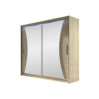 KLEIDERSCHRANK London V, mit RGB LED Beleuchtung - Silberfarben/Sonoma Eiche, Holzwerkstoff/Kunststoff (180/215/58cm) - MIRJAN24