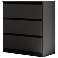 KOMMODE Lemon 70 cm mit drei Schubladen schwarz matt - Schwarz, Holzwerkstoff (70/78.5/39cm) - Beautysofa