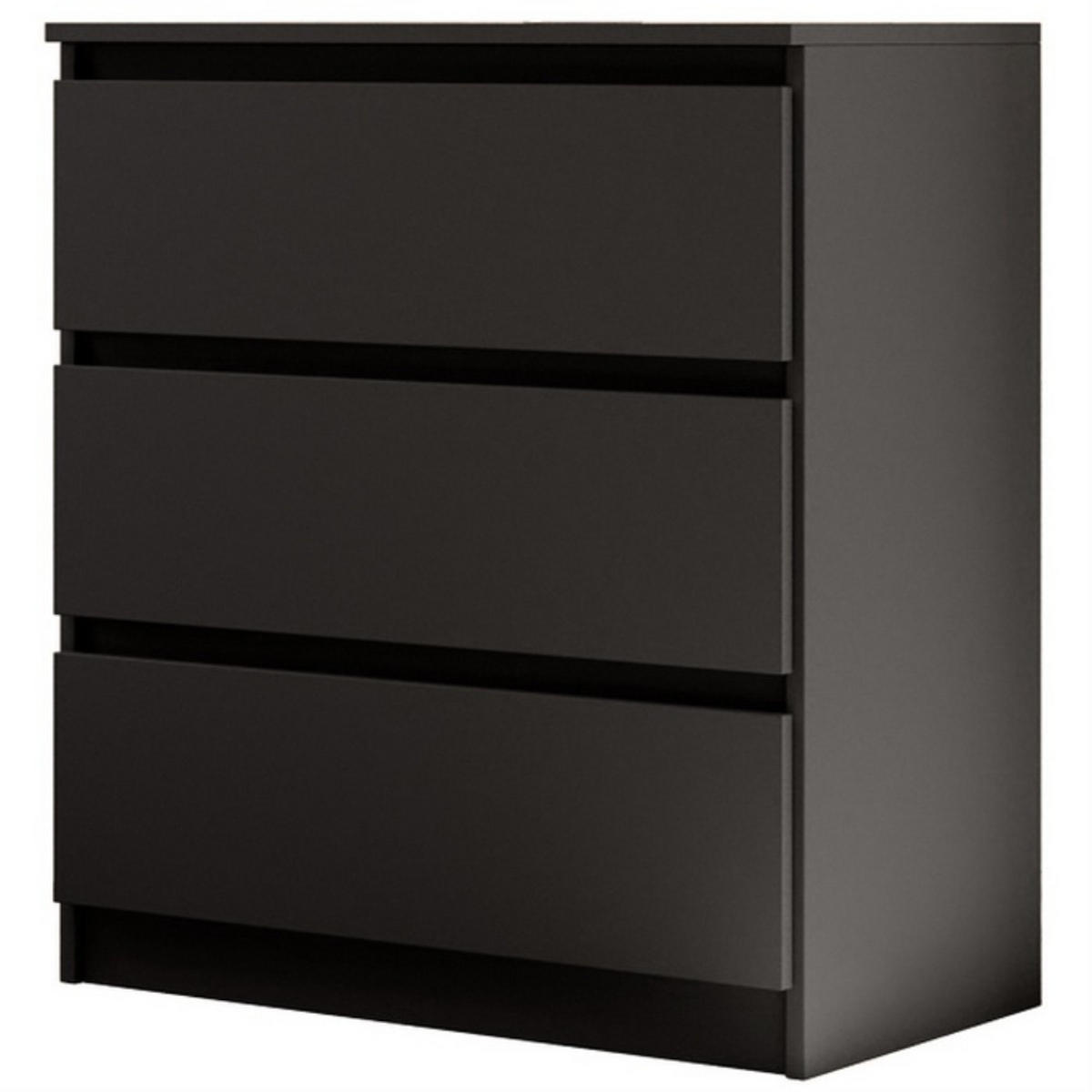 KOMMODE Lemon 70 cm mit drei Schubladen schwarz matt - Schwarz, Holzwerkstoff (70/78.5/39cm) - Beautysofa