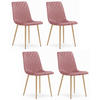 STUHL SCANNO 4-er Set, Rosa, Metallbeine in Holzfarbe, mit Samtstoff gepolstert - Rosa, Textil/Metall (45/89/53cm) - Komodee
