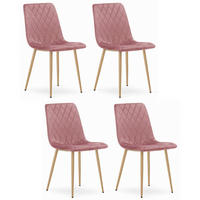 STUHL SCANNO 4-er Set, Rosa, Metallbeine in Holzfarbe, mit Samtstoff gepolstert - Rosa, Textil/Metall (45/89/53cm) - Komodee