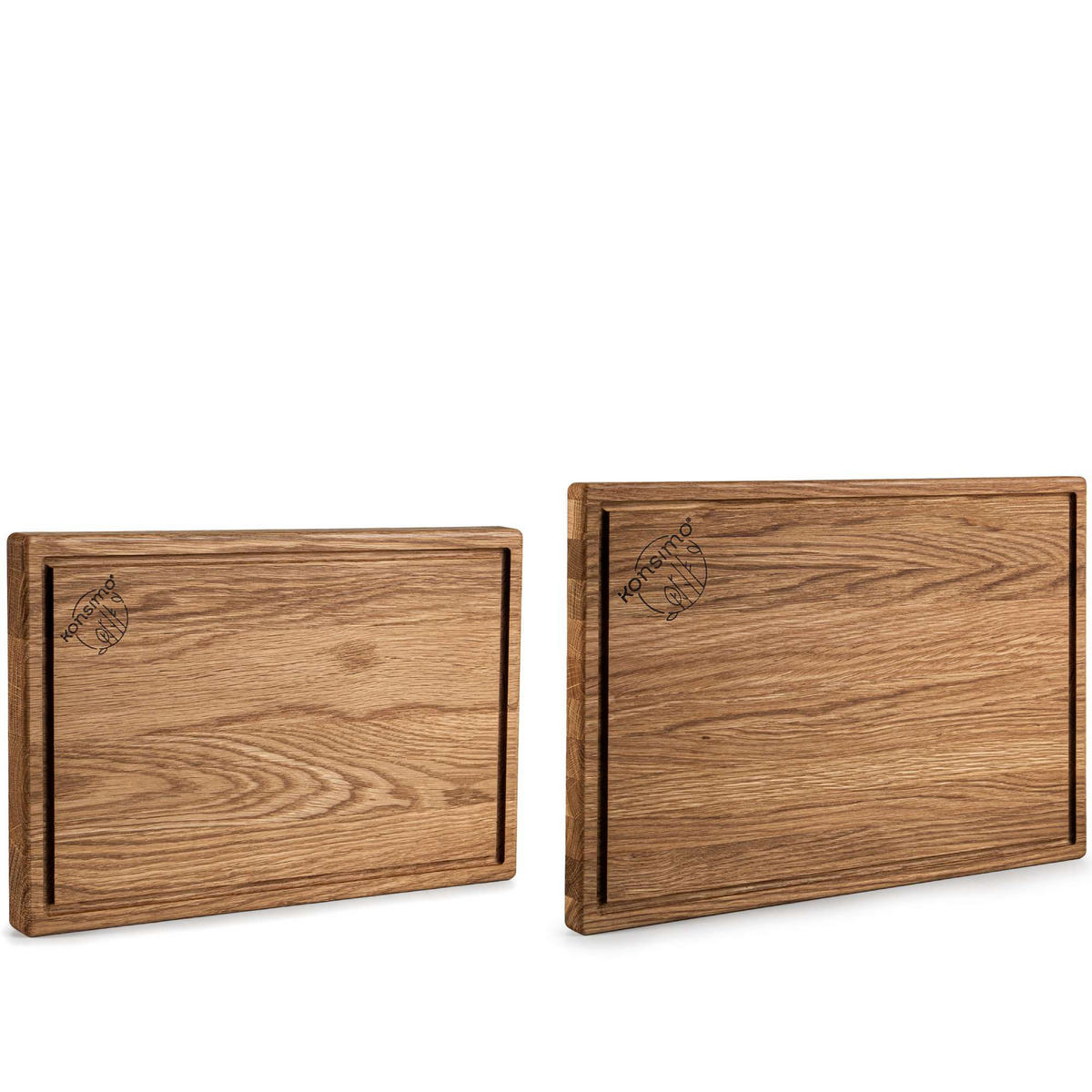 SCHNEIDEBRETTER SOLIDA 3-tlg - Eichefarben/Braun, Holz (30/40cm) - KONSIMO®