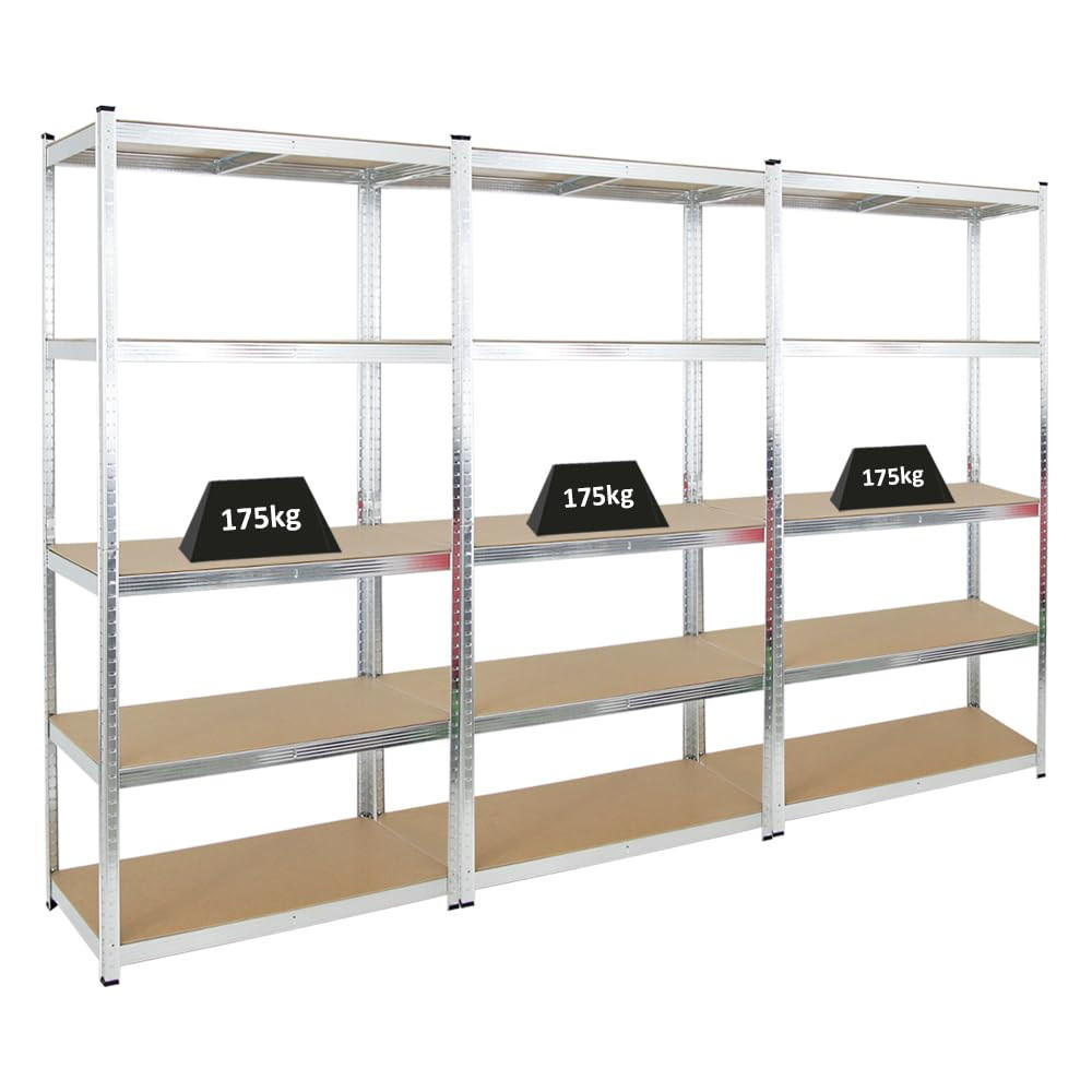 SCHWERLASTREGAL Giant Ragnar 3er-Set mit 3x 200x100x50 cm Fachlast 175 kg Verzinkt - Silberfarben, Metall (300/200/50cm) - PROREGAL