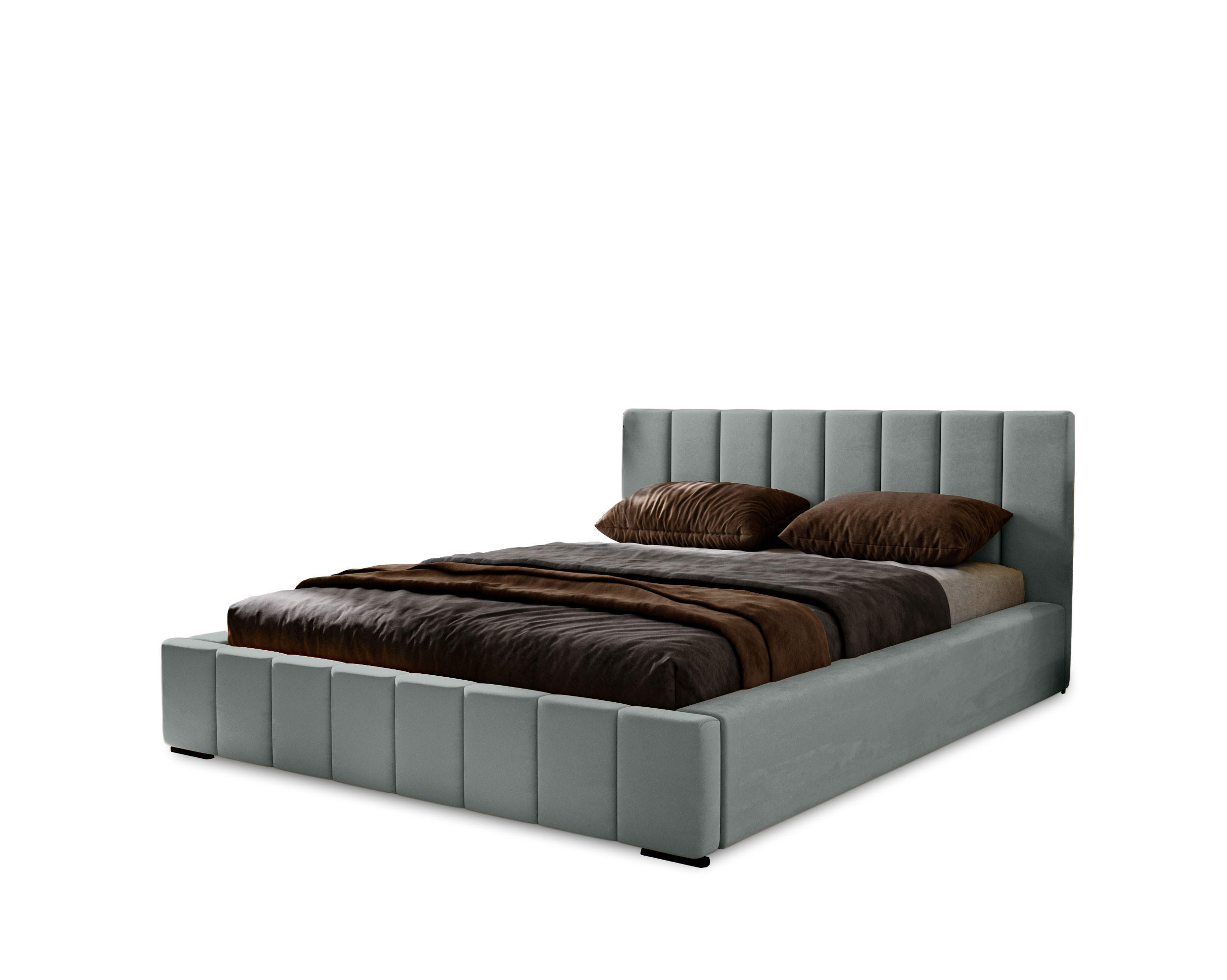 POLSTERBETT Nero 200x200 cm, Doppelbett mit Bettkasten und Lattenrost aus Holz, Velourstoff: Dunkelgrau - Dunkelgrau, Holz/Kunststoff (200/200cm) - Marpur