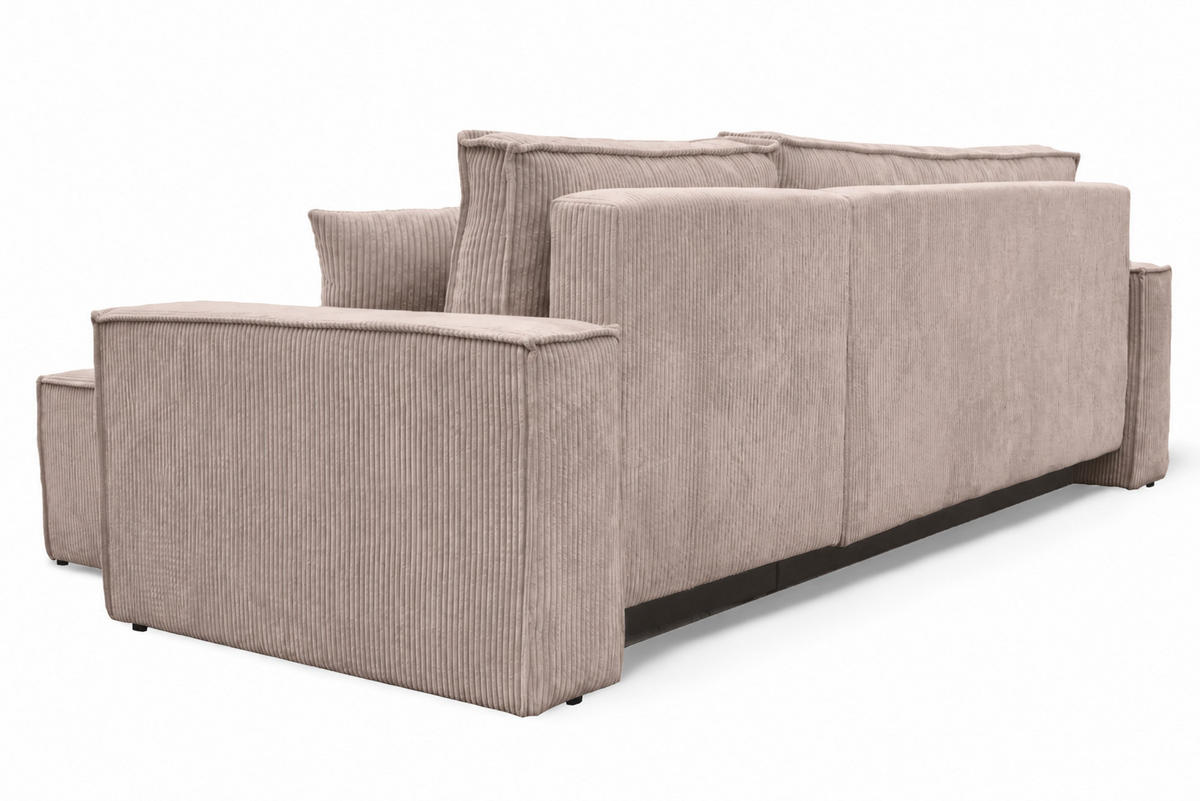 ECKSOFA Karl L mit Bettkaste und Schlaffunktion, Taupe - Taupe, Textil (244/145cm) - KS Home Concept
