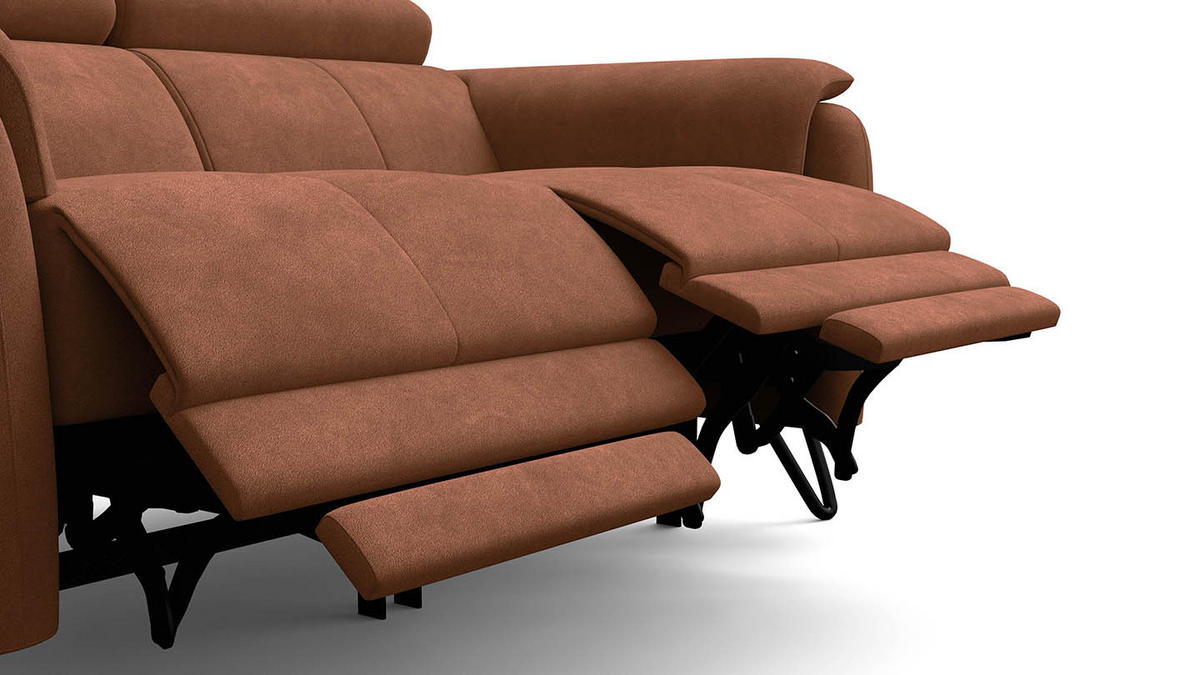 RELAXSOFA RODEN 2-Sitzer mit 2 Relax, braun, Veloursstoff - Braun, Holz/Textil (148/82/103cm) - Wozimo