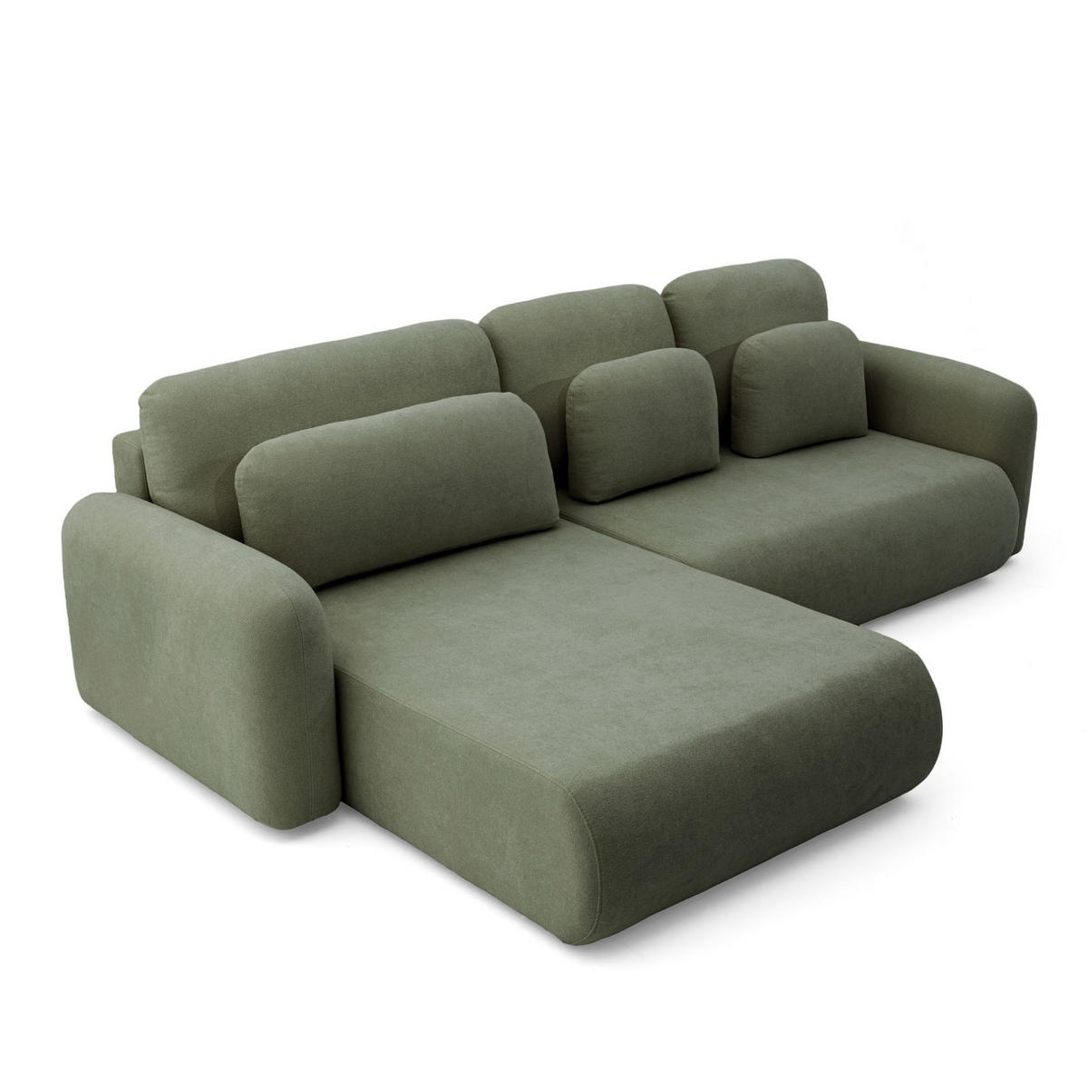 ECKSOFA NEST L Universal mit Schlaffunktion 157x240 Webstoff Grün - Schwarz/Grün, Holz/Textil (280/187cm) - Muffo