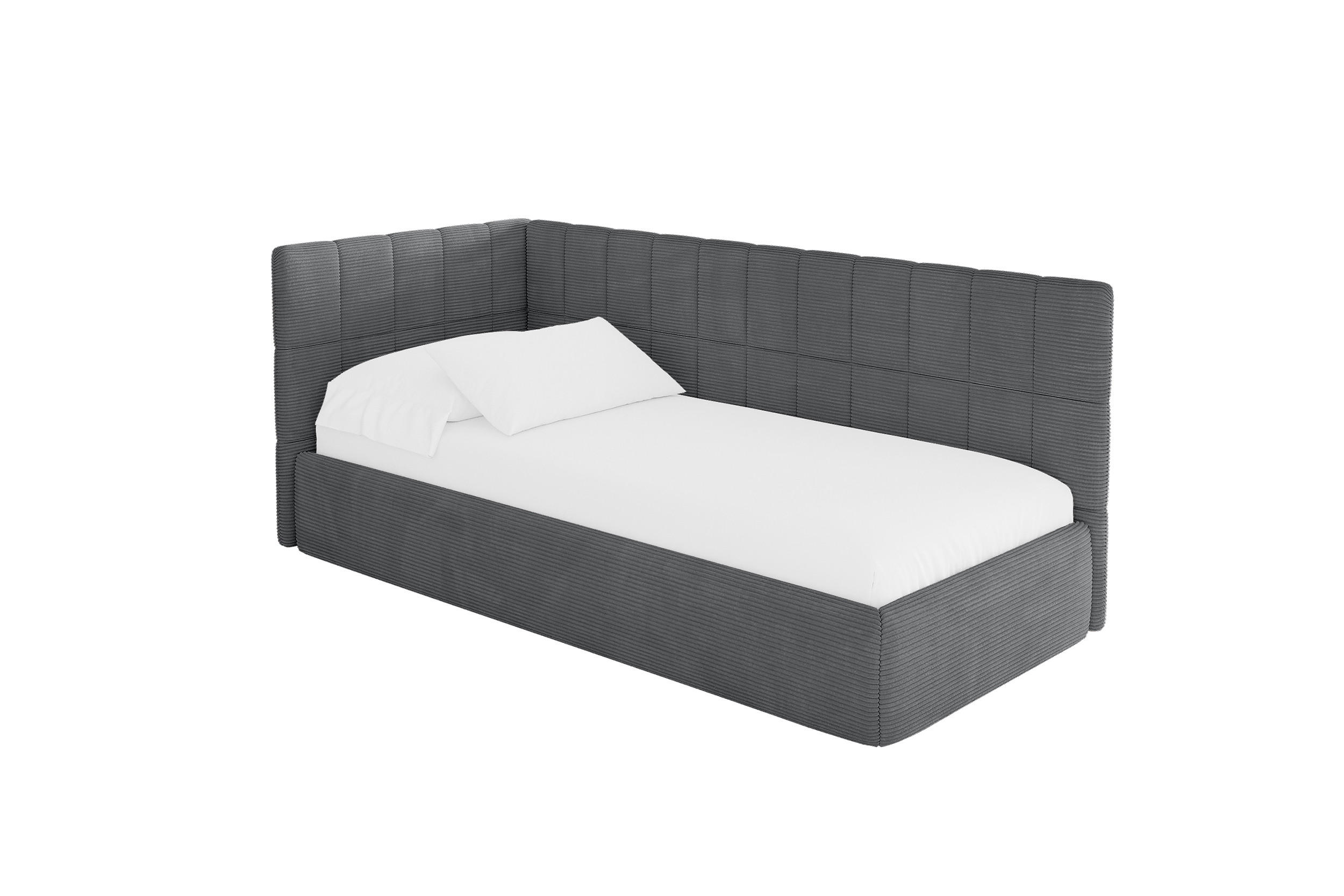 ALTDECOR JEDNOLŮŽKOVÁ POSTEL pro mládež s úložným prostorem, vpravo - TULY 80x200 tmavě šedá