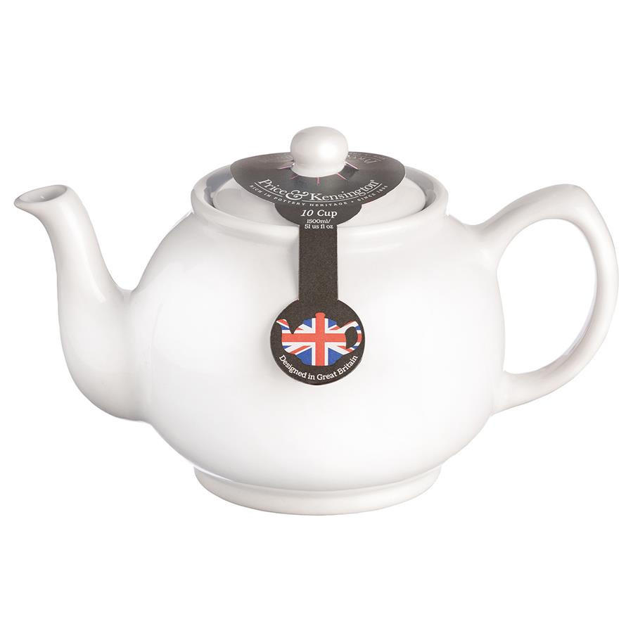 TEEKANNE 1500 ml Steingut klassisch weiß, für 10 Tassen - Weiß, Keramik (1.7L) - Price & Kensington