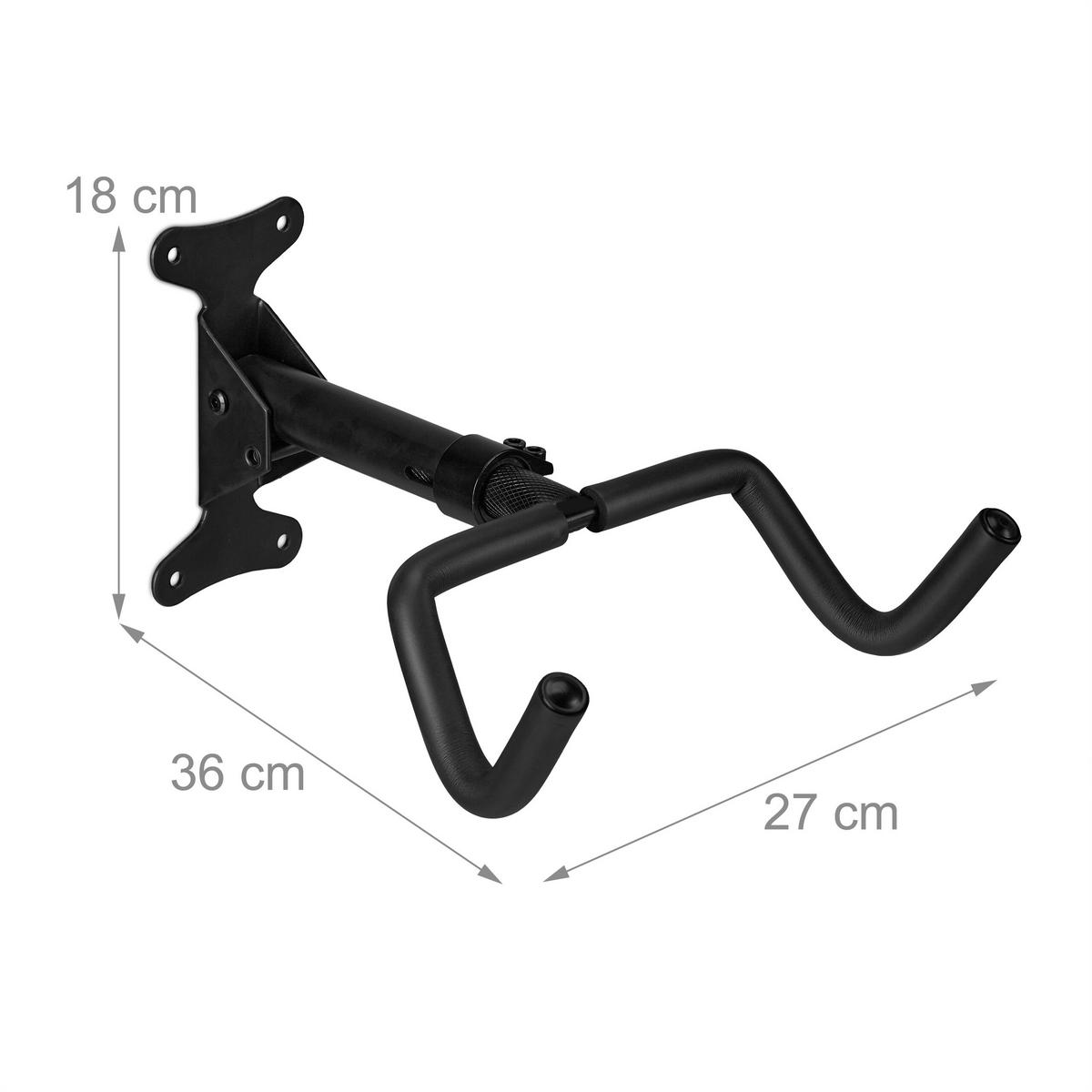 FAHRRAD-WANDHALTERUNG - Schwarz, Textil/Metall (27/18/36cm) - Relaxdays
