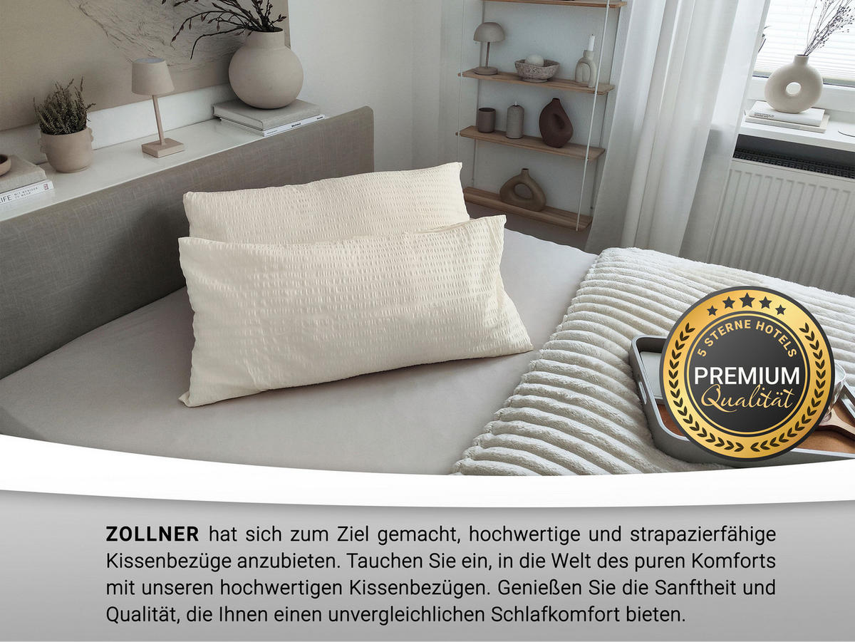 KISSENBEZUG, 2er-Set, 40x80 cm, 100% Baumwolle, Weiß - Creme, Textil (40/80cm) - Zollner