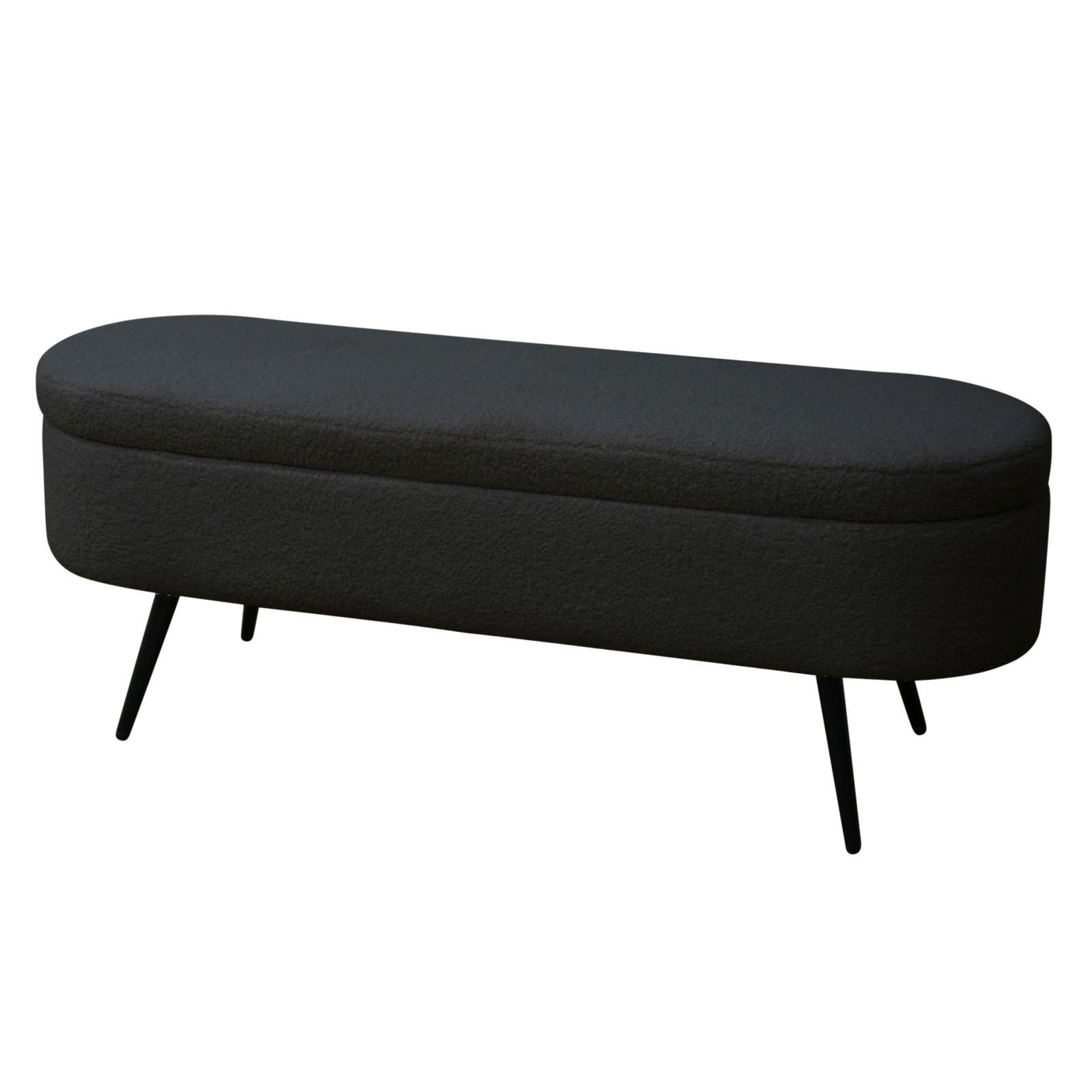 SITZBANK IVY mit Teddystoff - Schwarz, Textil (118/45/40cm) - SVITA