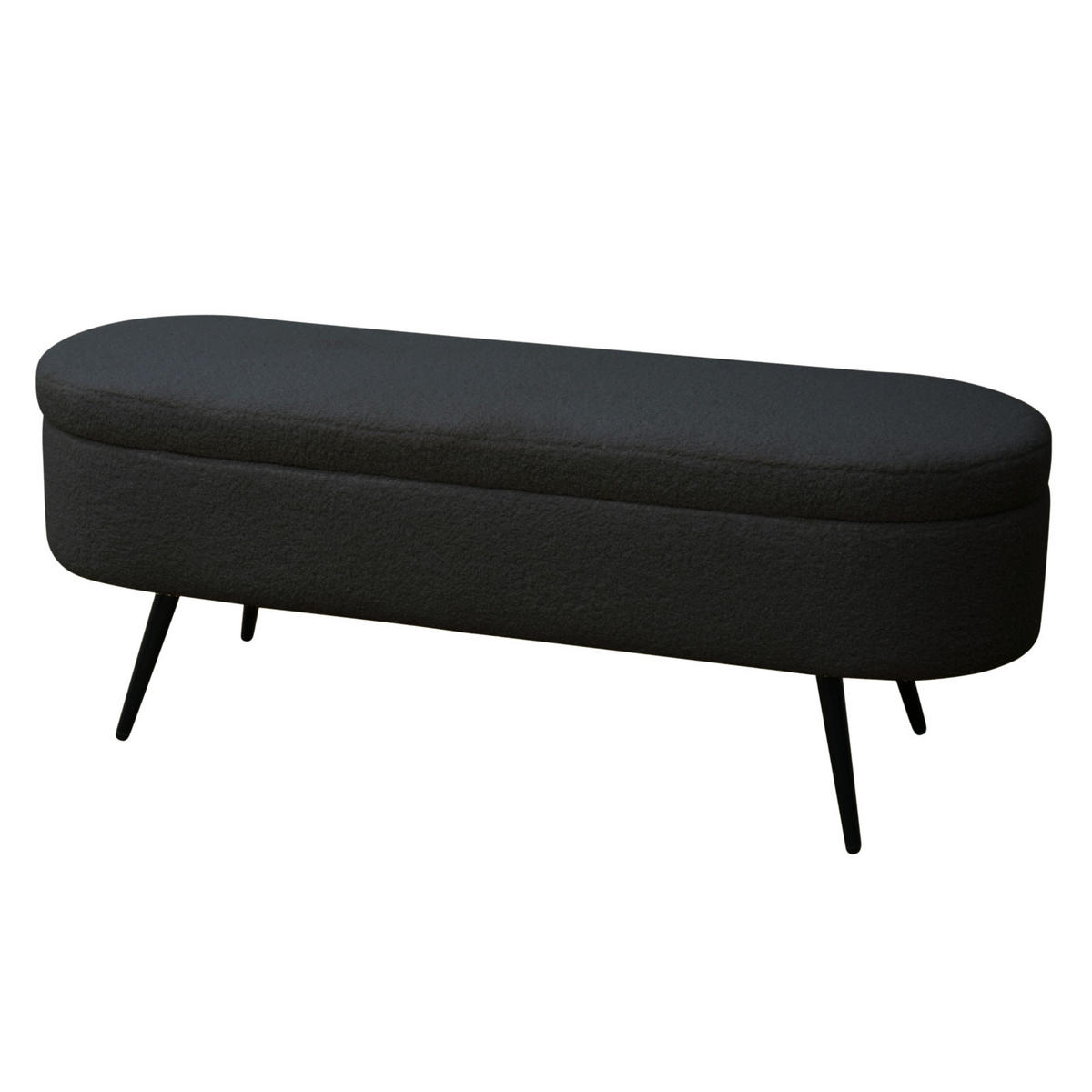 SITZBANK IVY mit Teddystoff - Schwarz, Textil (118/45/40cm) - SVITA