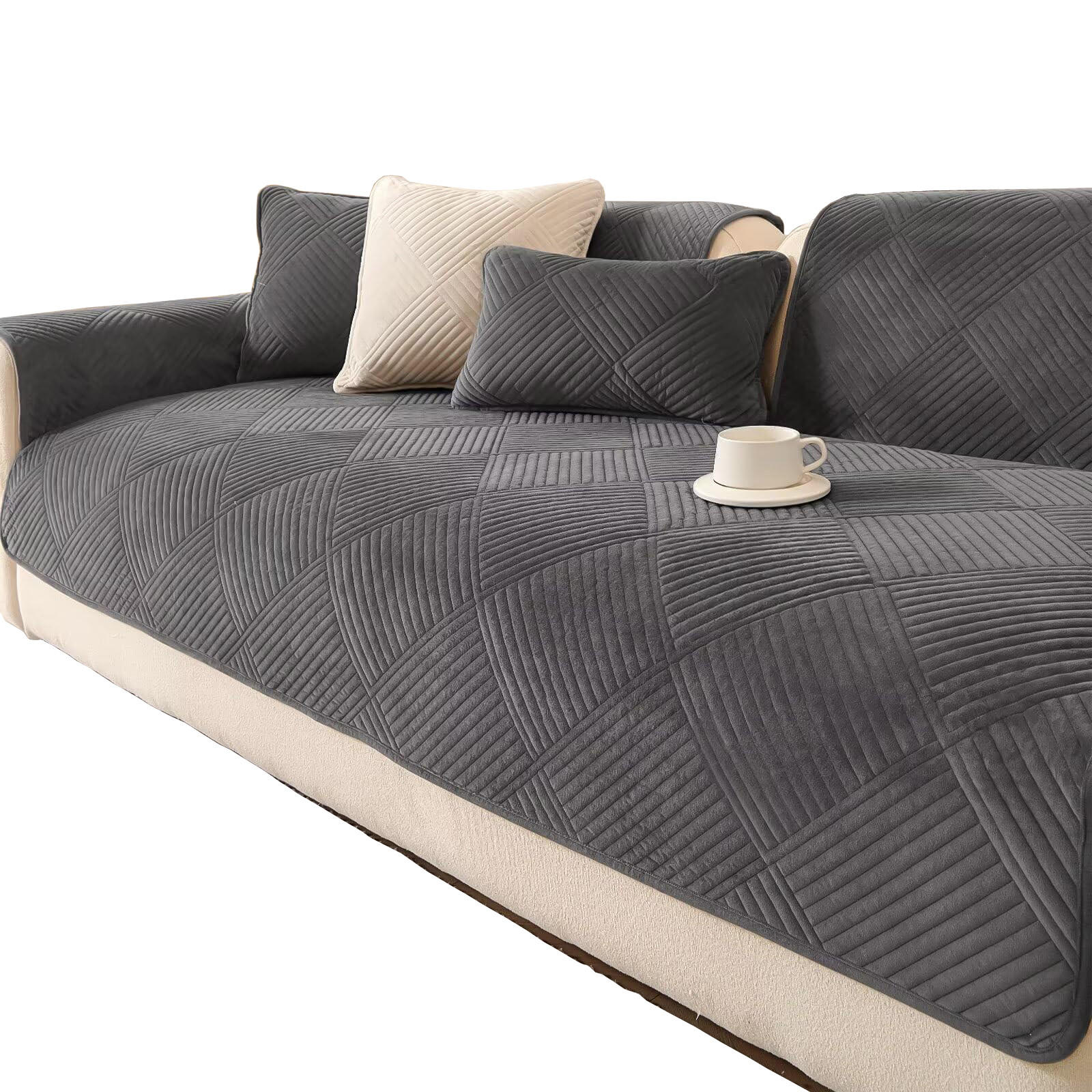 SOFADECKE Neue Universelle rutschfeste Dunkelgrau 1 Stück - Dunkelgrau, Textil (70/70cm) - Kaket