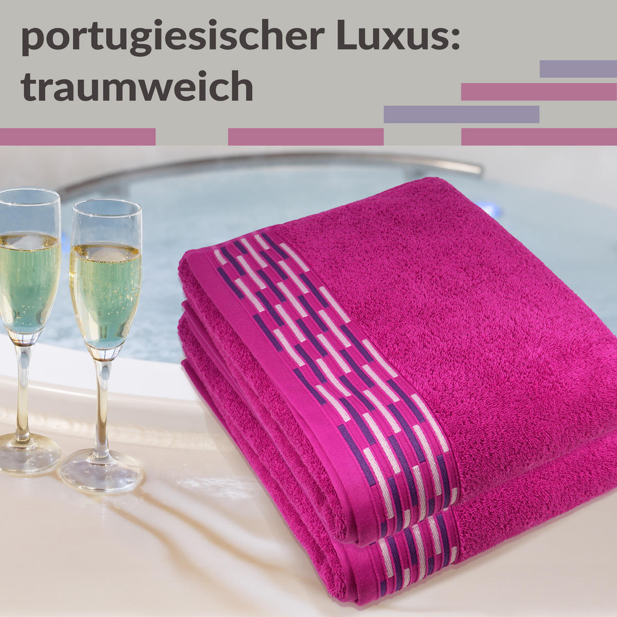 DUSCHTUCH Lugano Purpur 2er 70x140 cm - Pink, Textil (70/140cm) - Lashuma